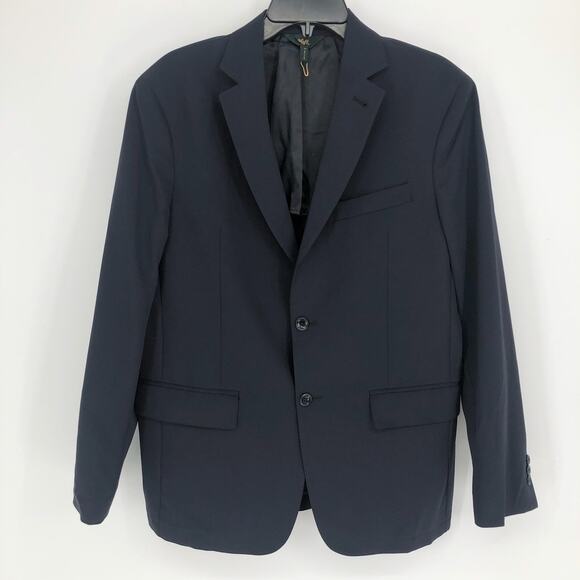 SOFT CLOTH Men's Suit Jacket 40 Solid Navy Notch Lapel Blazer Sport Coat